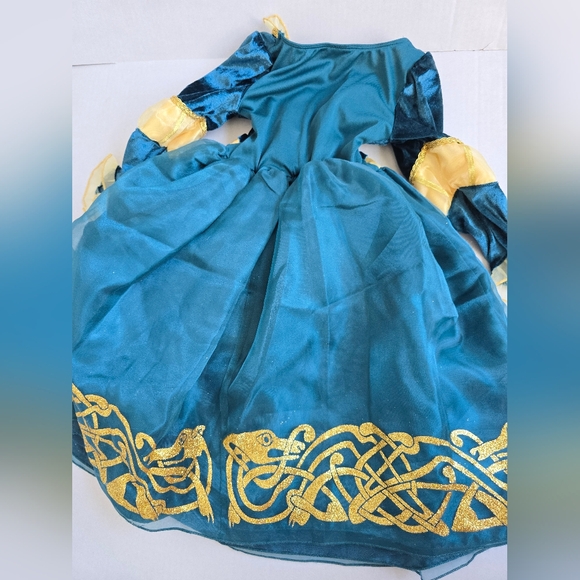 Disney Store Merida 4T Deluxe Dress Green Velvet And Tulle Layers - Picture 4 of 6